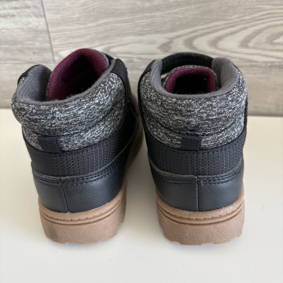 Black and Brown Ankle Boots with Fabric Stylish Collar and Velcro Closure - Picture 4 of 6